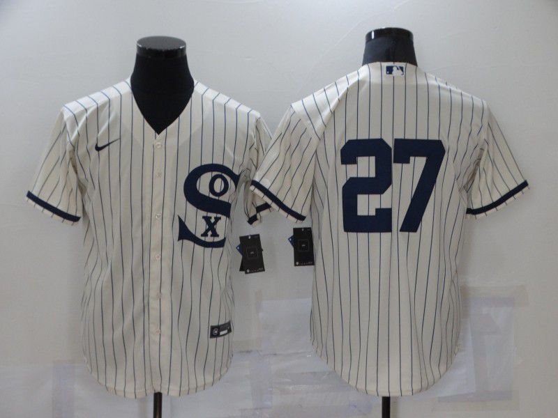 Men Chicago White Sox 27 No Name Cream stripe Dream version Game Nike 2021 MLB Jersey